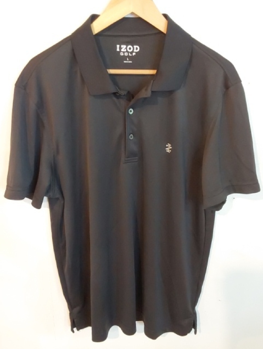 Izod Golf| Mens Short Sleeve Black Polo Performane Dry Wick Preppy Sports L